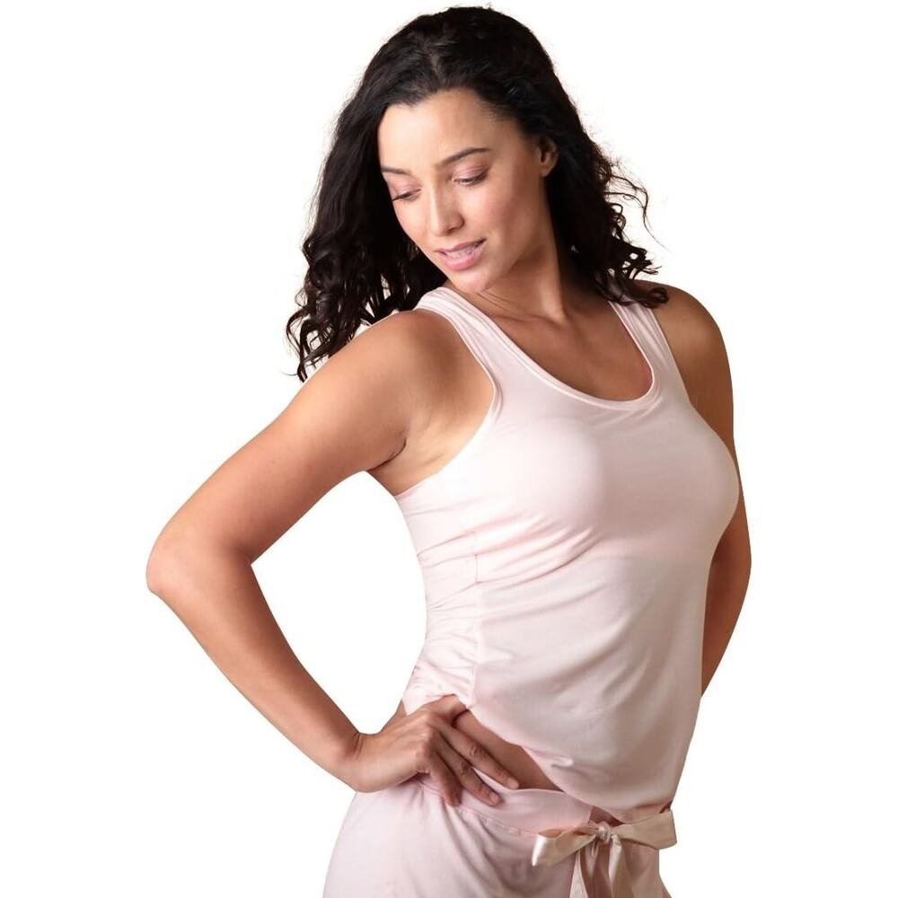 Faceplant Dreams Bamboo Relax T-Back Tank Top - Blush Pink, Large NWT